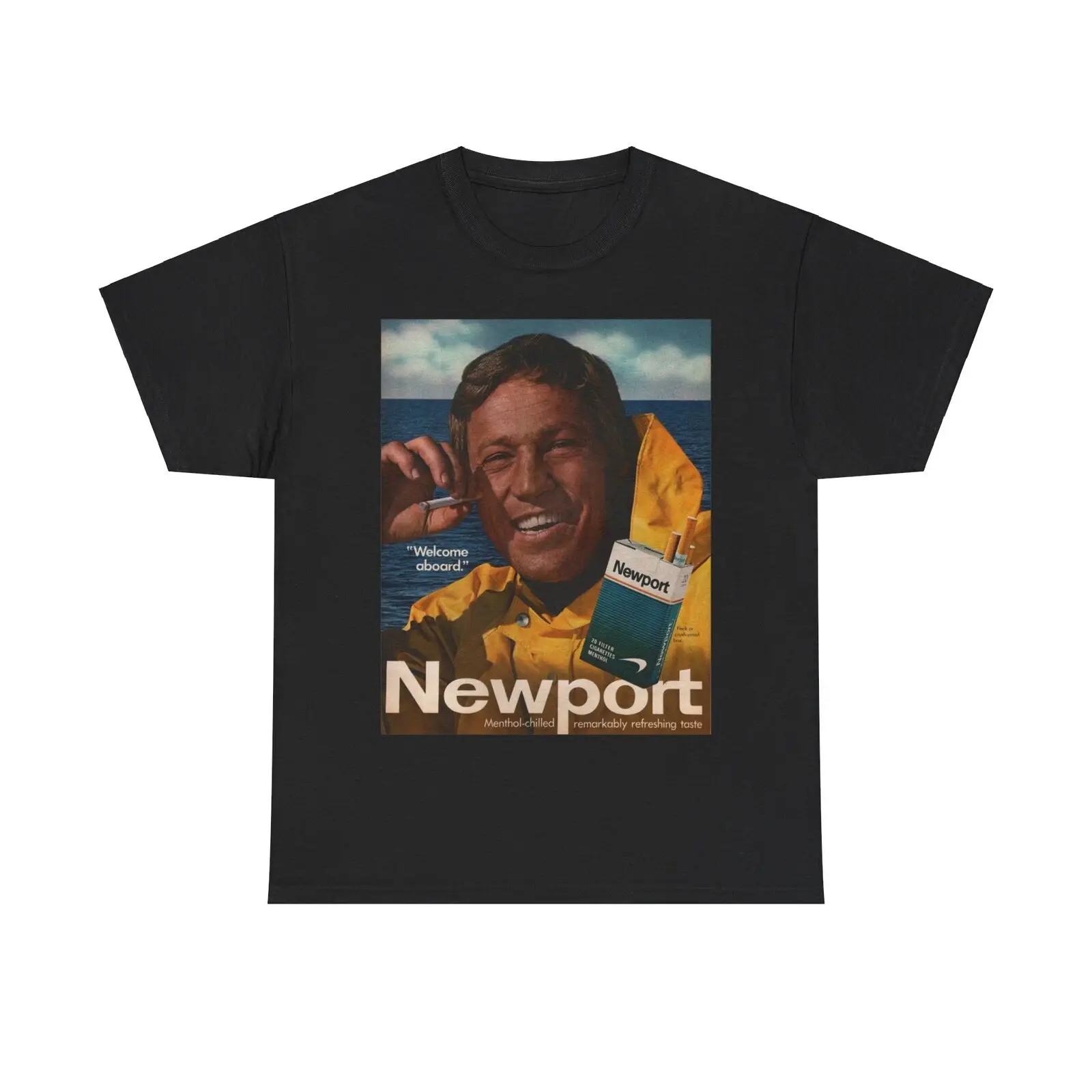 Newport เสื้อยืดผ้าฝ้ายขนาดใหญ่สำหรับทุกเพศ, เสื้อยืดลายกะลาสีเรือแนววินเทจ