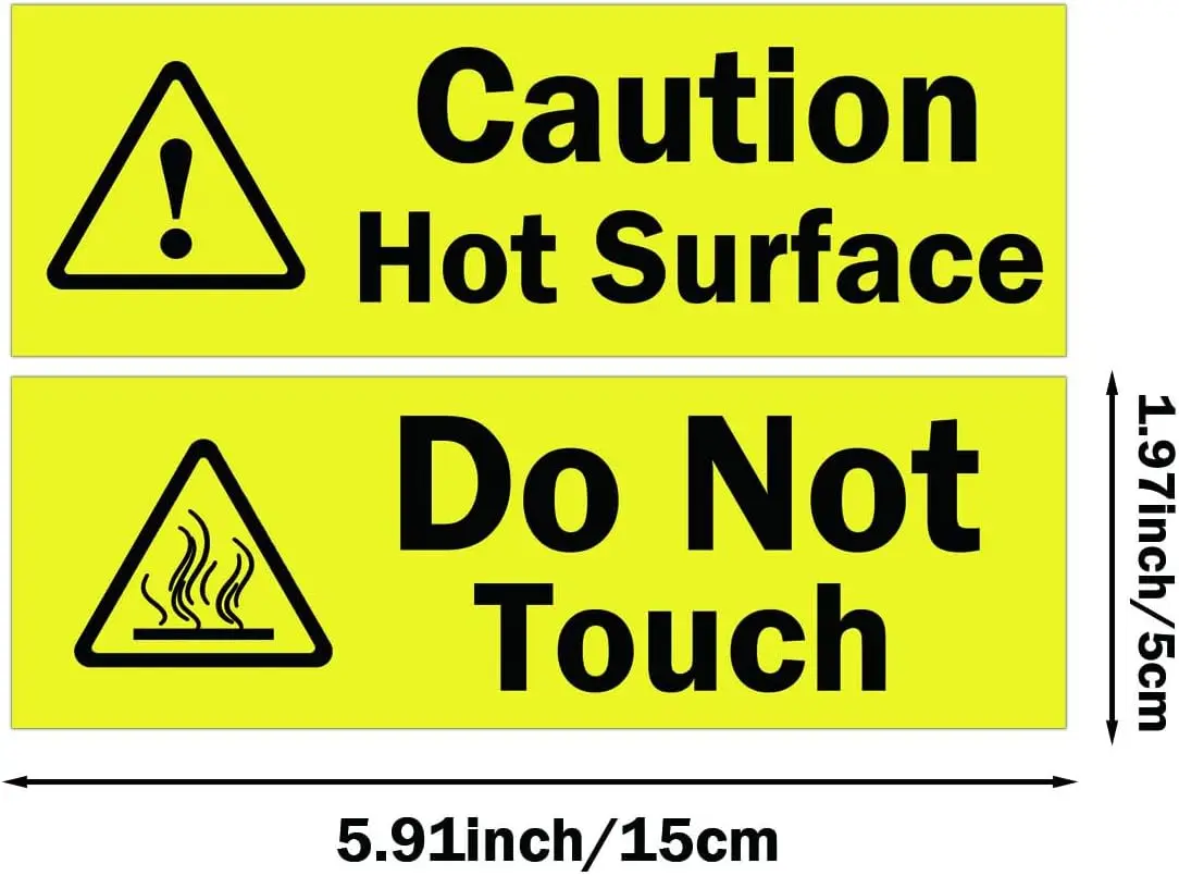 5.91x 1.97 Inch Large Caution Hot Surface Stickers 10 Pcs Do Not Touch Signs Self Adhesive Vinyl Warning Caution Hot Water Safet