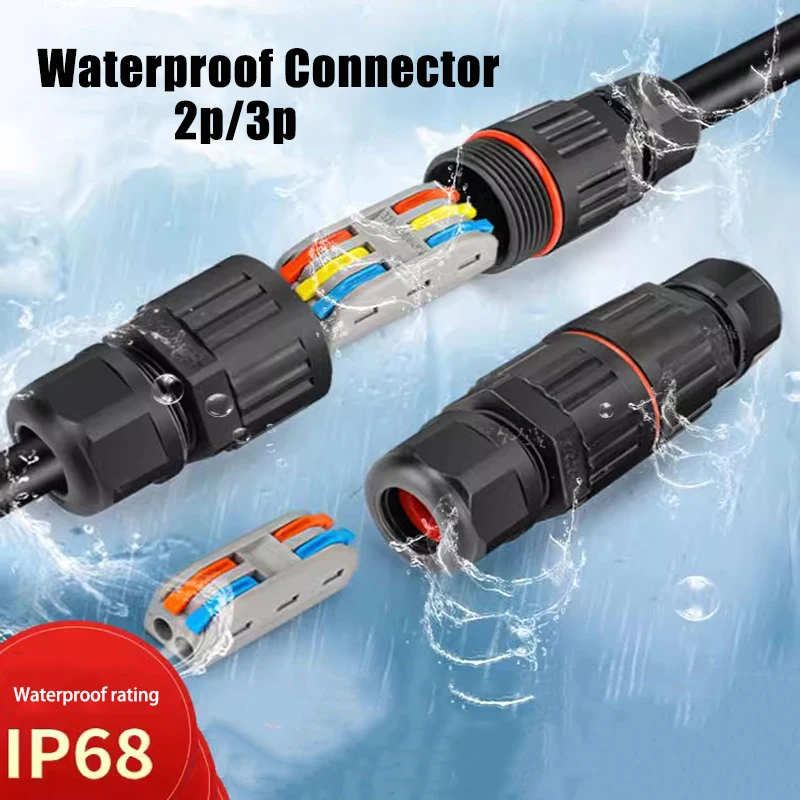 IP68 Waterproof Joint Wire Quick Connection Waterproof Connector 2/3 Pin Solder Less LED Lamp Terminal Wiring Outdoor Rainproof