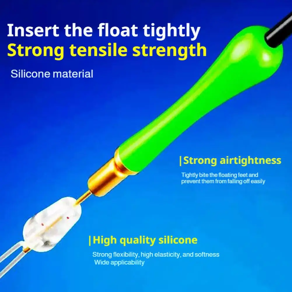 10pcs Silicone Fishing Float Seat Copper Head Swivel 360° Rotation Bobber Holder Ball Bearing Sub-line Clamp Connector