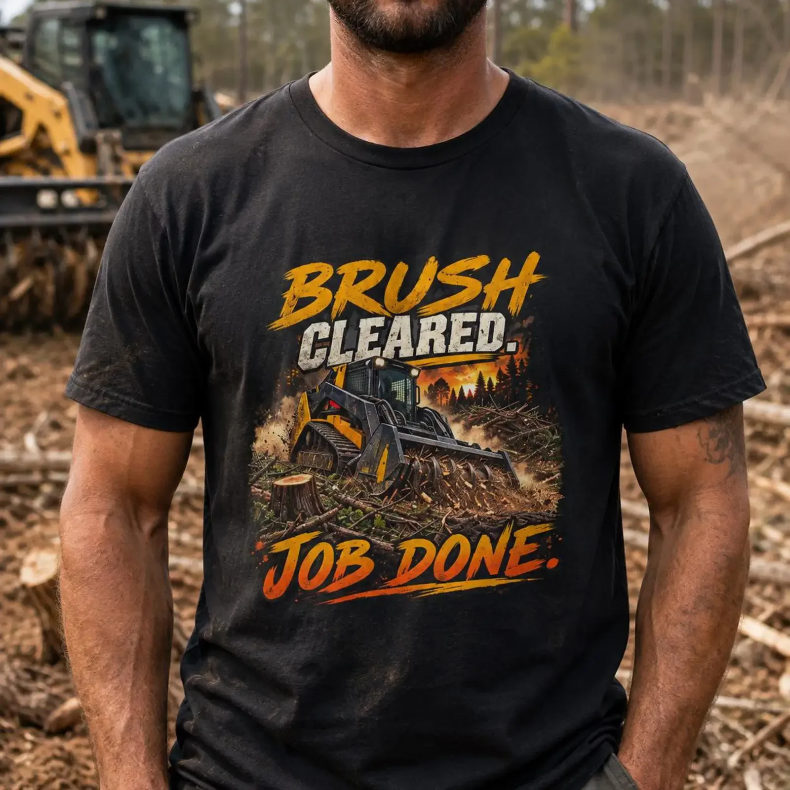 Land Clearing T Shirt Brush Cleared Job Done Forestry Mulcher Operator for Men Cutter vintage Washed Comfortable