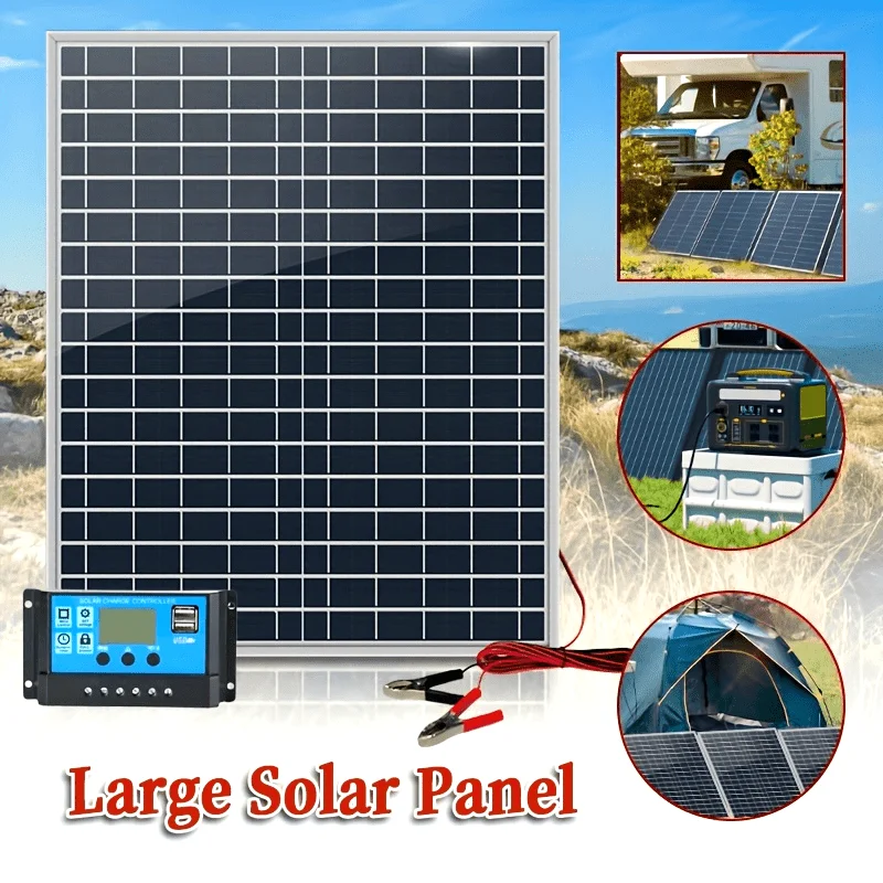 Portable Solar Charging Kit with 20W Fast Charge & 12V Built-in Battery, Emergency Backup Power Supply for Outdoor Camping