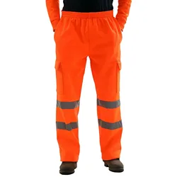 Men's Work Joggers Patchwork Workwear Uniform Bottoms Safety Sweat Pants Striped Reflective Pants Loose Mens Jogging Trousers