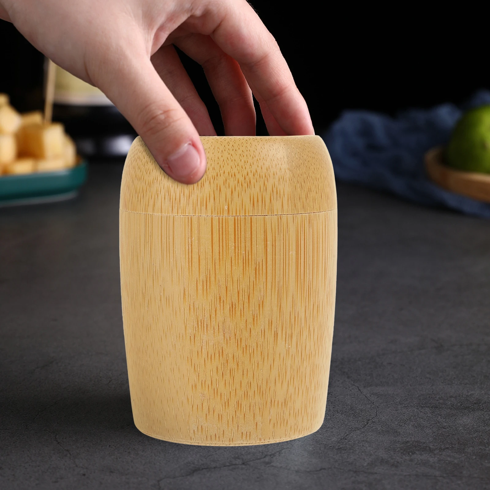 

Bamboo Toothpick Holder Portable Tabletop Dispenser Home Travel Reusable Pegwood Box Daily Supply Cotton Swab Container Kitchen