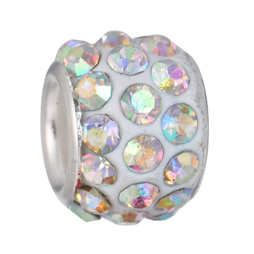 

100 шт. гладких стеклянных бусин ярких цветов с крупными отверстиями, инкрустированных стразами, для изготовления браслетов, ожерелий, украшений и поделок своими руками