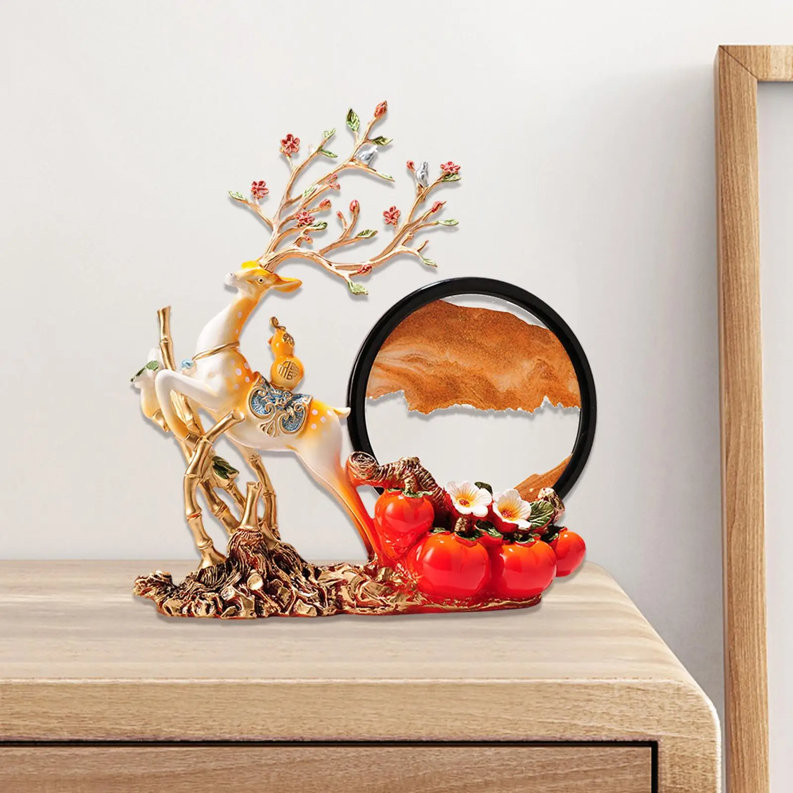 

Deer Sculpture Moving Sand Art Picture Decor for Living Room Office Desk