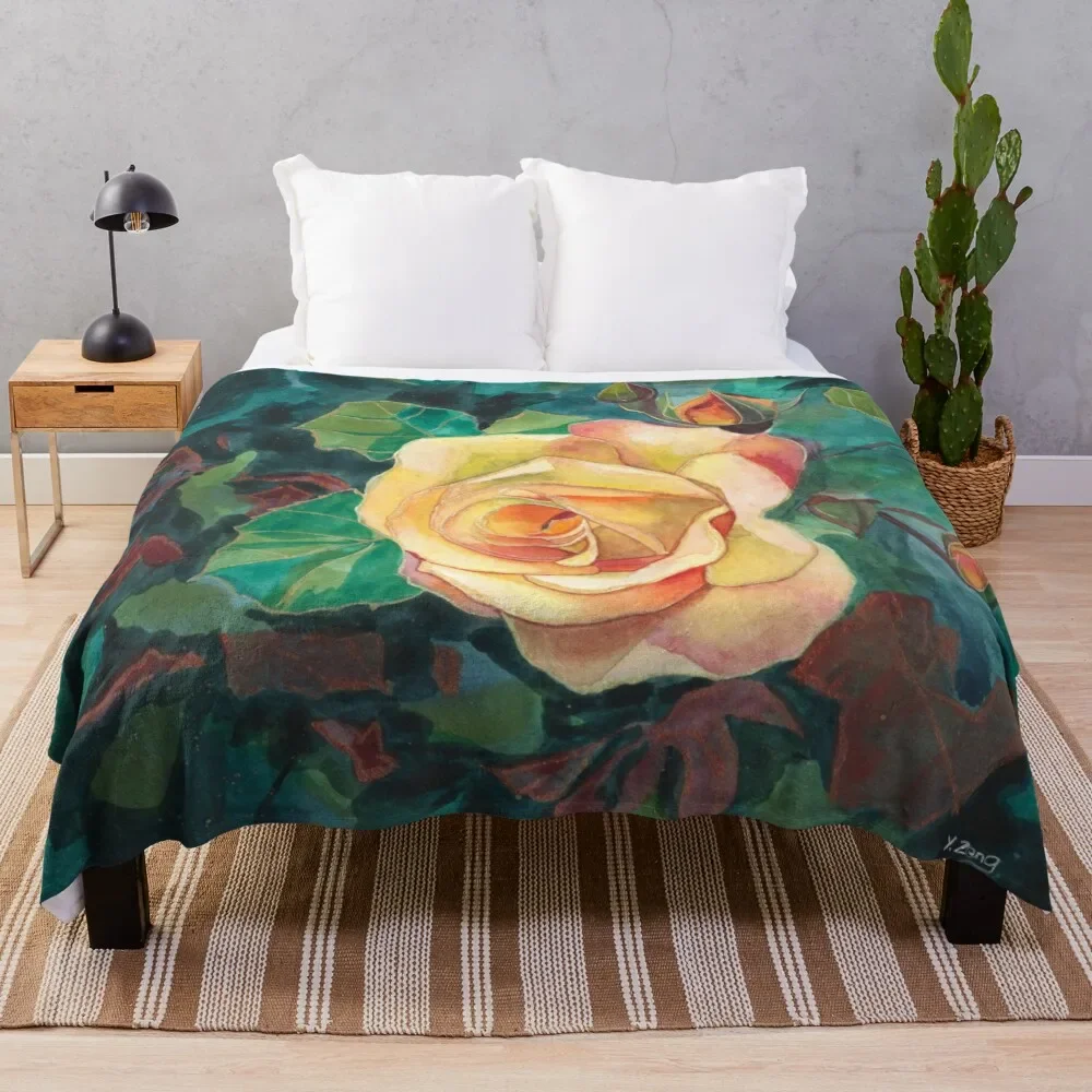 

Rose plant watercolor painting Throw Blanket Cozy Microfiber Throw Blanket for Home Bedroom