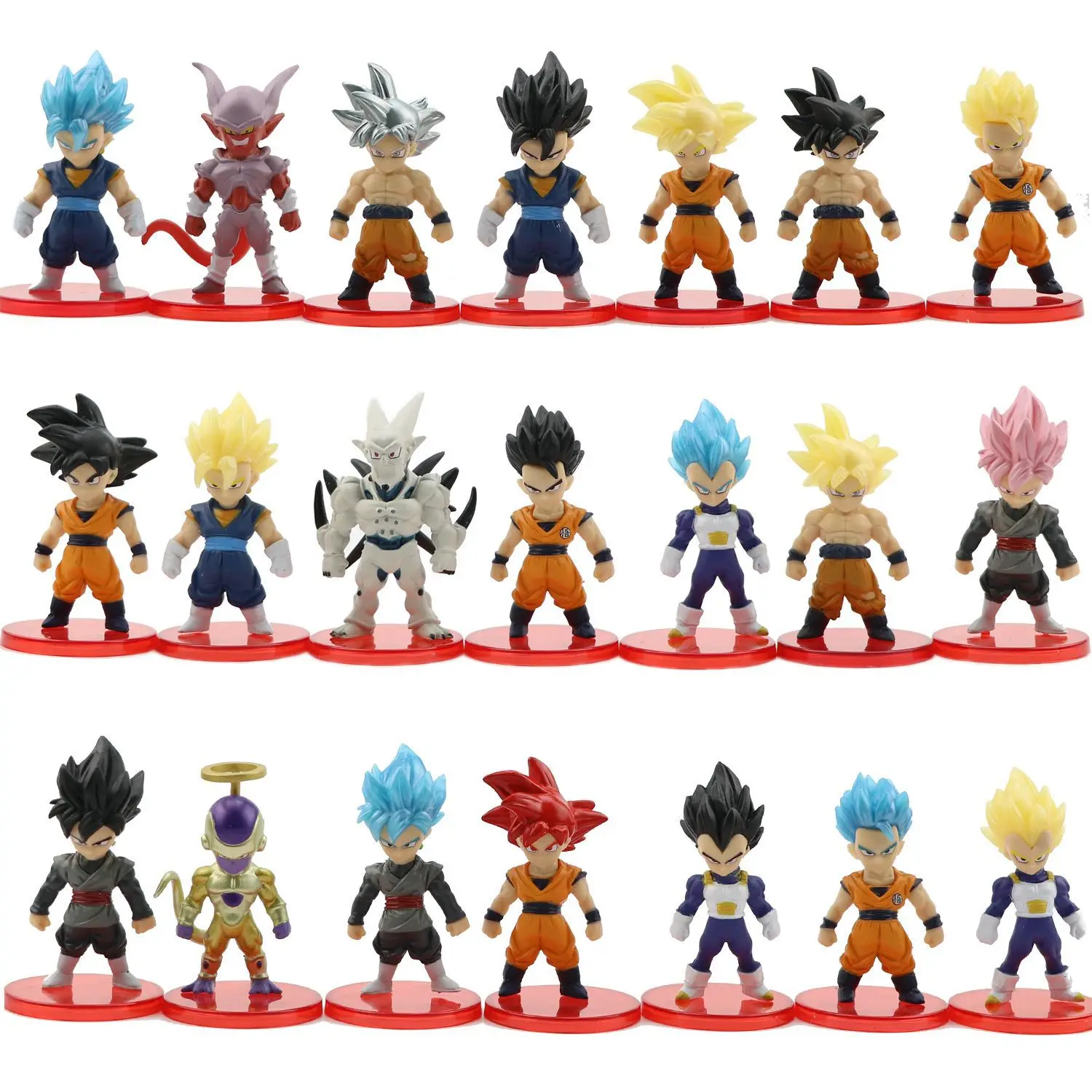 21pcs/set Dragon Ball Goku Vegeta Broly Frieza Piccolo Buu Cell Action Figure Toys Collection Model Vinyl Figurine Doll Gift