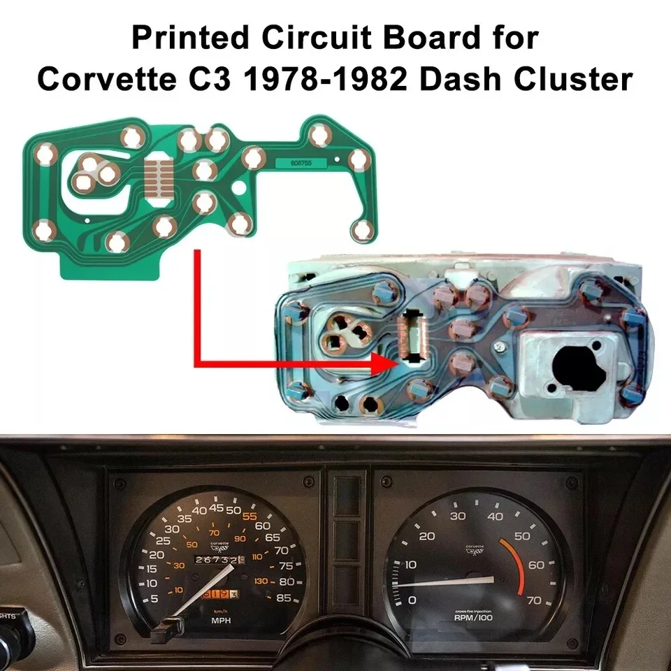 

Printed Circuit Board for Corvette C3 1978-1982 Dash Cluster 25023577 Replacement