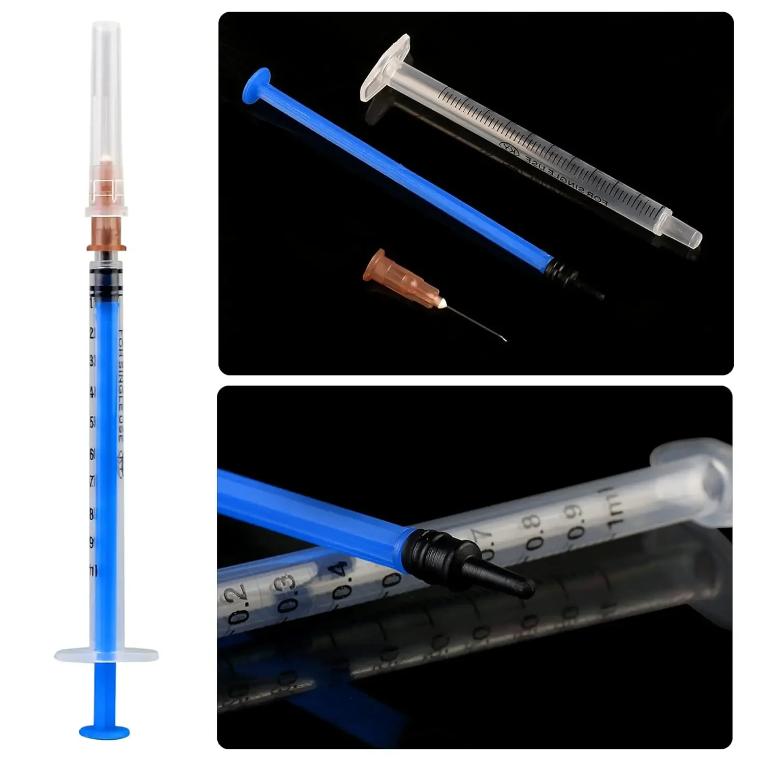 1 ml/cc Kunststoff-Luer-Slip-Spritze mit 25G Nadel und Kappe, Einzeln Verpackt – Detail 5