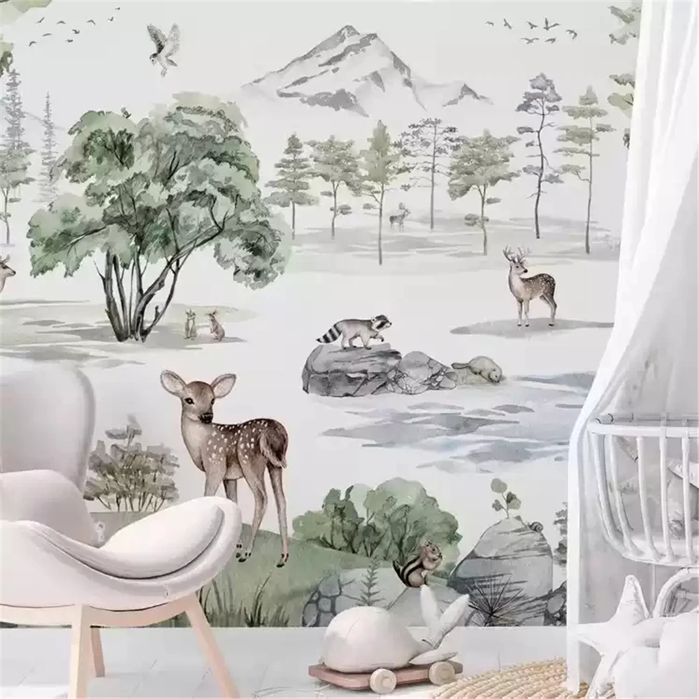 

Пользовательские лесные лось животные обои ТВ фон современный пейзаж фреска для гостиной живопись украшения дома наклейки на стену