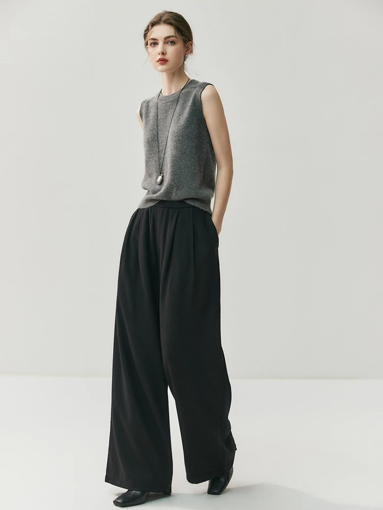 

TLOML новый женский 100% кашемировый свитер, жилет с круглым вырезом, пуловер, осень-зима, мягкий теплый трикотаж, удобный однотонный жилет без рукавов