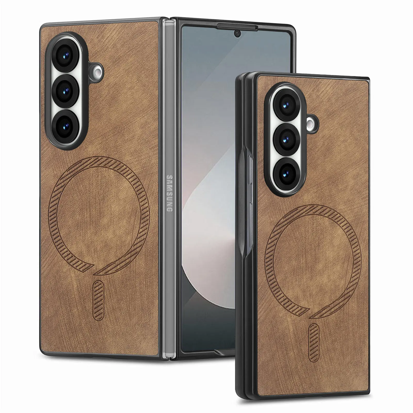 Image of Für Samsung Galaxy Z Fold 8 Ultra Luxus-Hülle Leder Magnetische Rückabdeckung für Galaxy Z Fold 7 Hülle Z Fold 7 6 5 4 3 Telefon-Schutzhülle