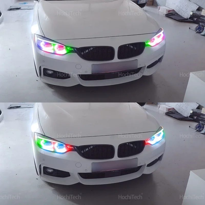 For BMW 4 Series F32 F33 F36 F82 F83 M4 2013-2019 RGB Dynamic Angel Eyes LED APP control Sequential Flowing Multicolor Car Rings