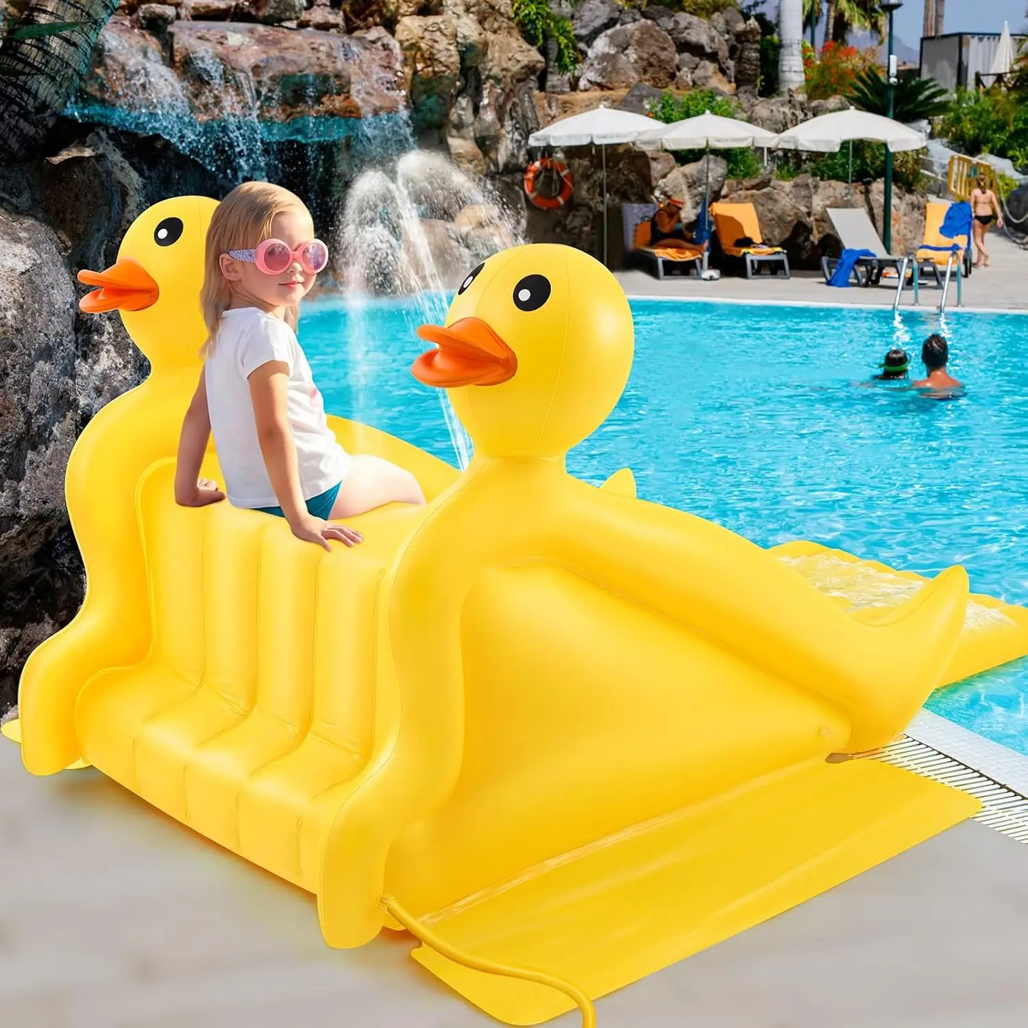 

Oversized Duck-Shaped Inflatable Pool Slide, 98 Inches - Upgraded PVC Construction for Above Ground & Inground Pools, Water Slide for Kids and Adults, Summer Party Essential