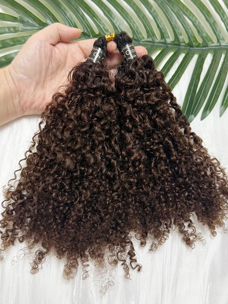 Haarverlengingen van echt haar, Feather Crochet Afro Kinky Curly Ombre 1b 4 Miracle Knots, voorgedeeld, knooploos, voor Boho vlechten - afbeelding 2