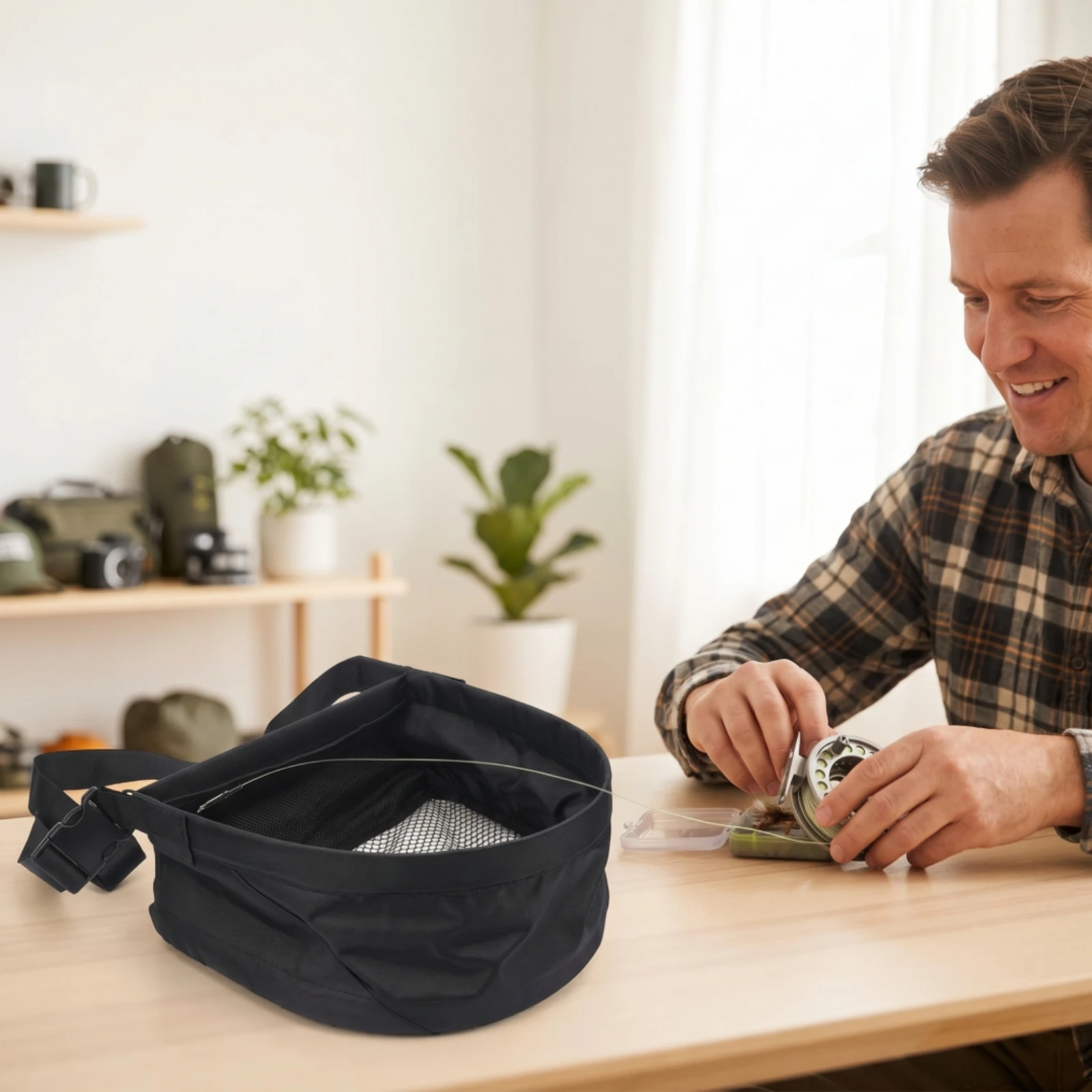 Fly Fishing Line Stripping Basket Rigid Stripping Basket with Waist Belt Gear Open-Top Tangletangle-Resistant for Anglers