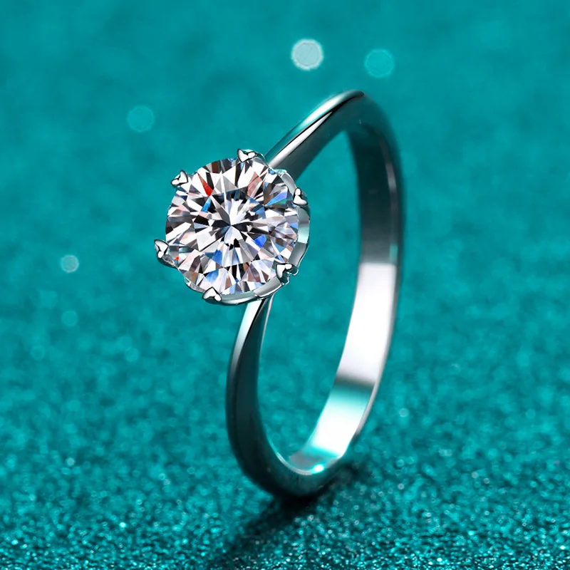 

VVS1 Moissanite Rings for Women Engagement Wedding Promise Solitaire Band GRA Certified S925 Sterling Silver Ring
