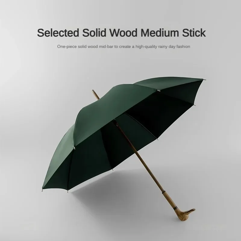 Parachase Long Handle Umbrella Windproof Strong, Duck Head Wooden Handle Big Umbrella Rain 280T, Golf Large Umbrella Men Women