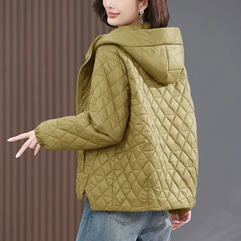 Autumn and Winter Women's Down Cotton Jacket Loose Hooded Light Commuter Jacket
