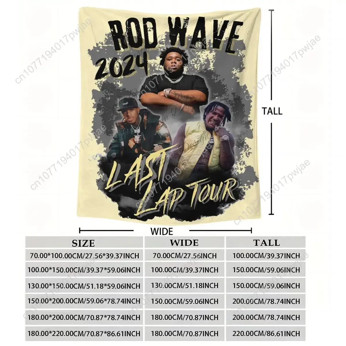 Rod Wave Last Lap Tour Themed Flannel Blanket, 1/2 Counts Air Conditioning Throw, Soft Blanket for Bedroom Living Room Sofa