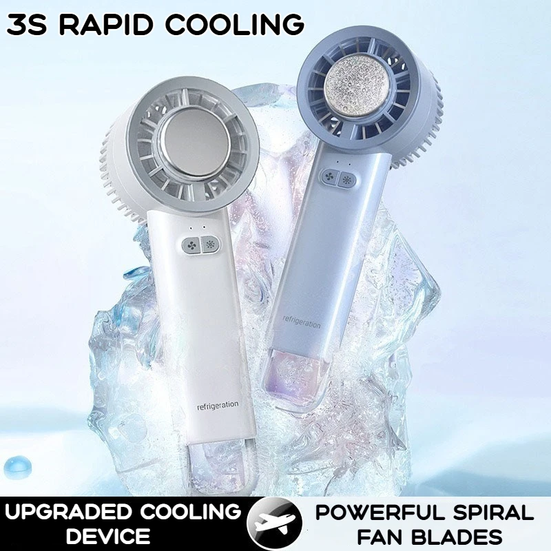 초소형 휴대용 아이스 쿨링 핸드헬드 팬 - 학생 학습, 홈 오피스 및 야외 활동을 위한 저소음 USB 미니 팬