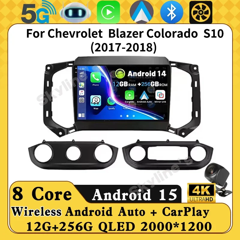 Автомобильный радиоприемник Carplay для Chevrolet Trail Blazer 2017-2019 S10 Colorado для Isuzu GPS-навигация Android15Auto Стерео Wi-Fi без 2din