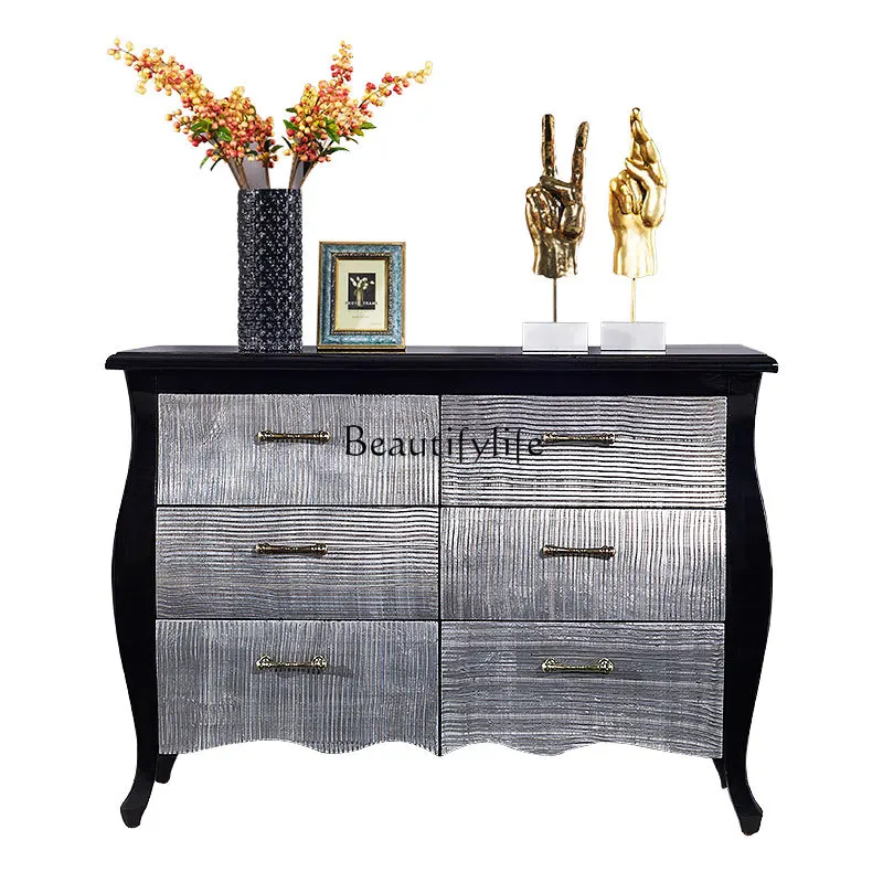 

Nordic modern simple solid wood storage storage side cabinet chest cabinet