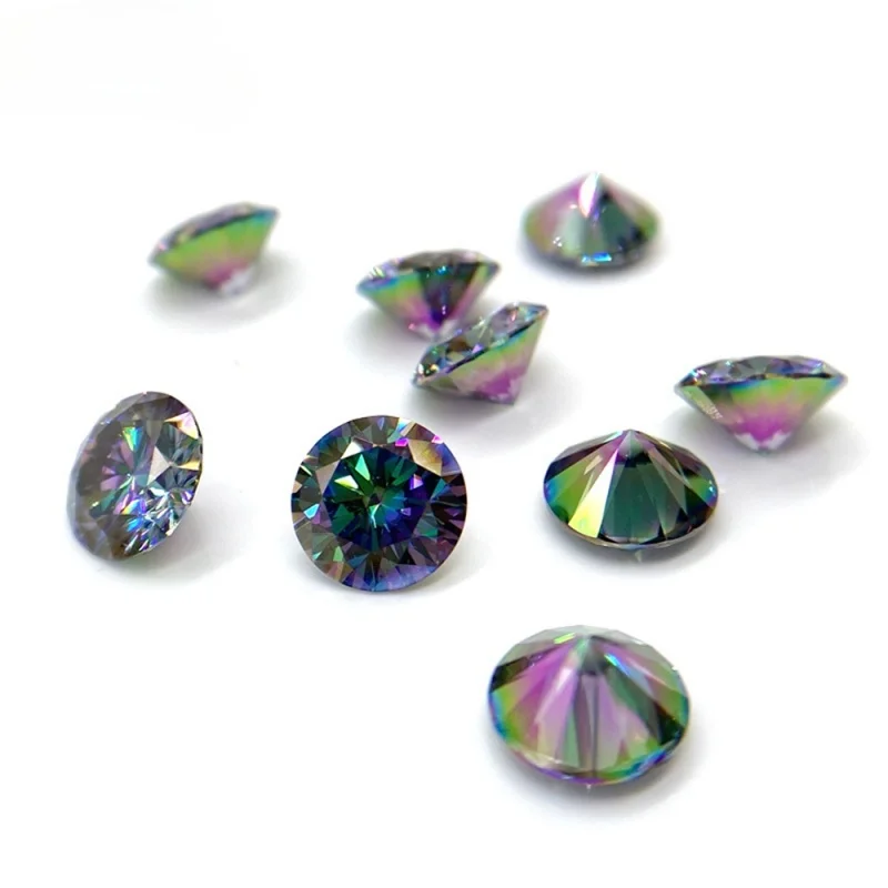 

Multicolor GRA Moissanite 0.5ct~3ct 5mm~9mm Loose Stone Circle Can Be Detected Through The Pen Jewelry Matching Stone