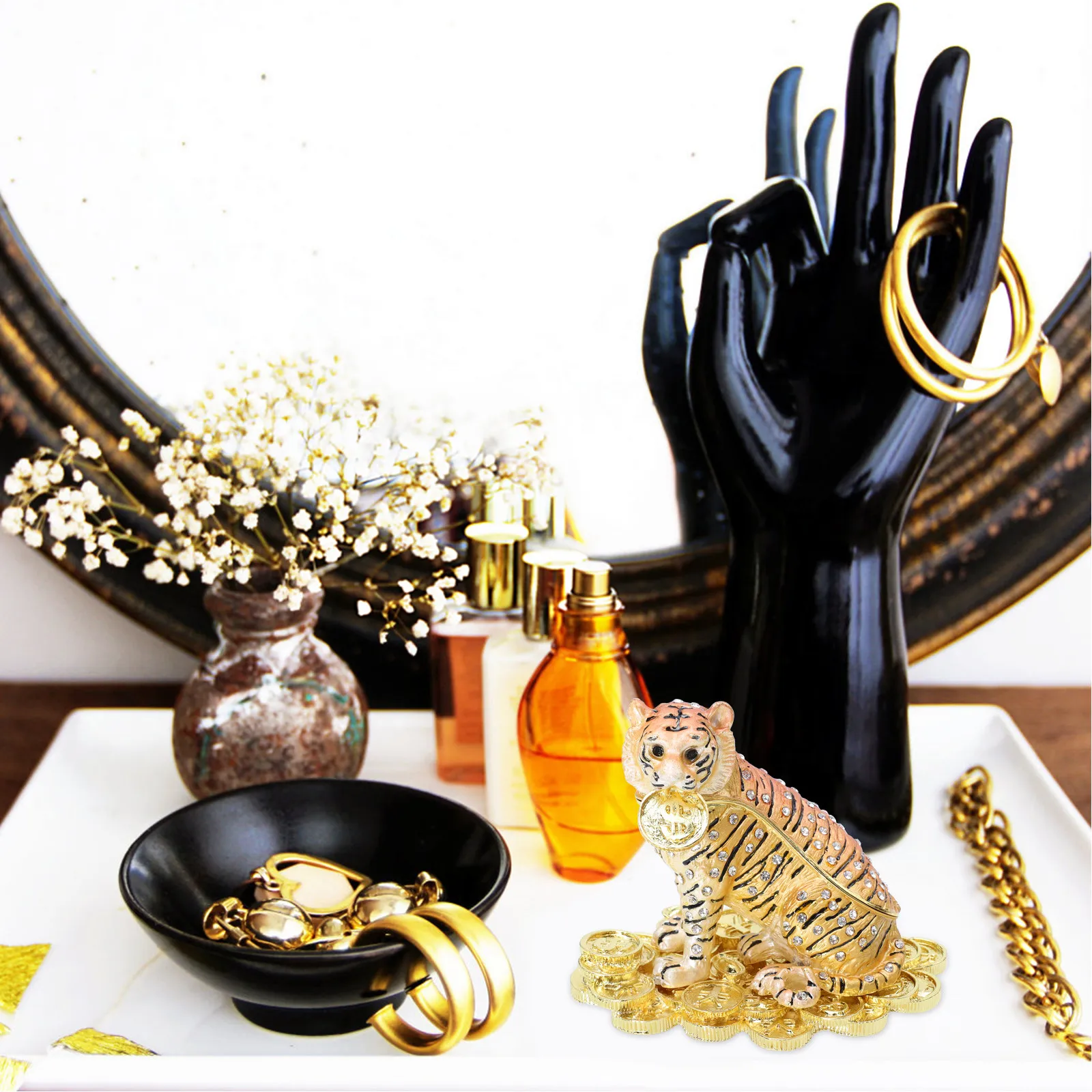 

Tiger Shape Jewelry Box Chinese Jewelry Organizer Ring Bracelet Holder Home Decoration Gift for Women Valentine's