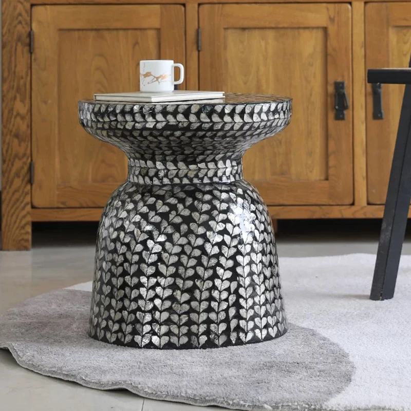 Creative Shell Tea Table,Luxury Coffee Table,Art Nightstands,Living Room Sofa Side Table,Round Storage Desk,Nordic Furniture