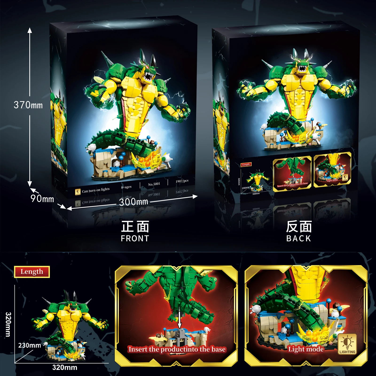 

1907pcs Dragon Warrior Building Blocks Set with LED Lights - Creative DIY Model Kit