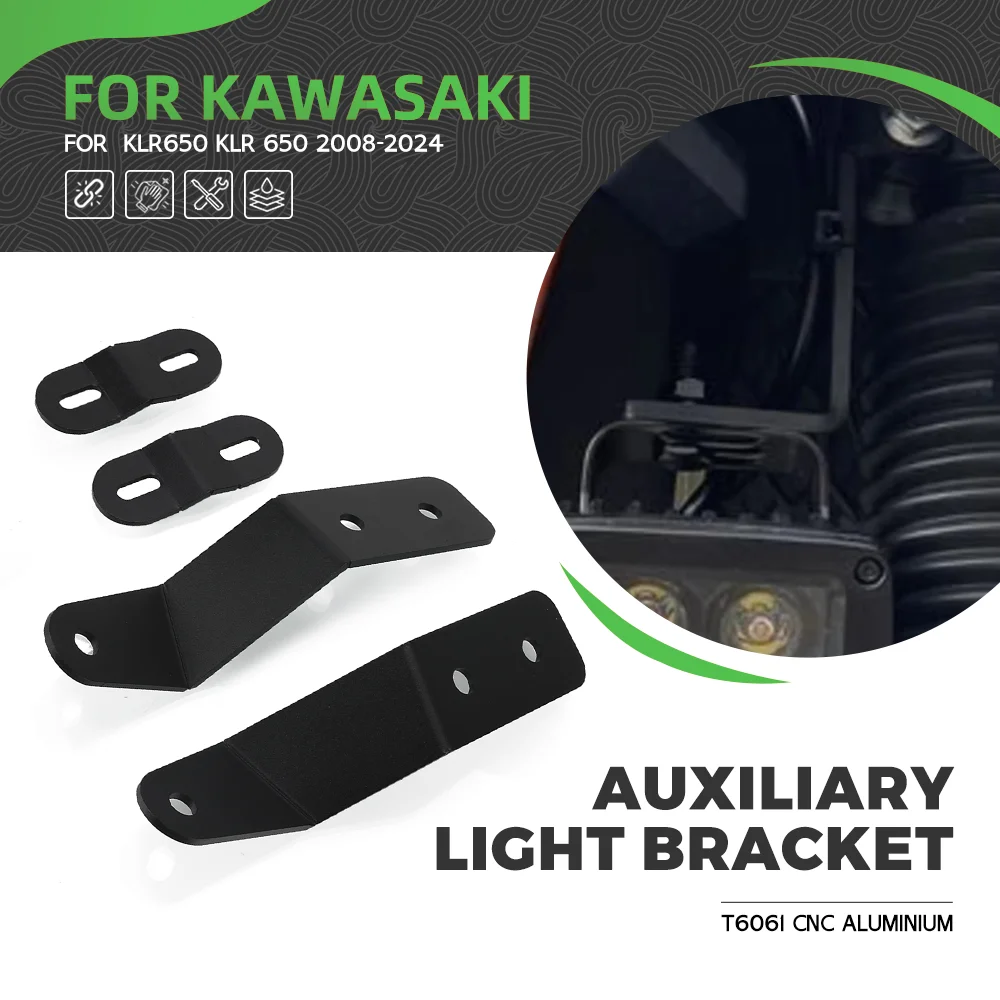 

For KAWASAKI KLR650 2008--2019-2020-2021-2022-2023-2024 Motorcycle Auxiliary Fog Light Mounts Bracket Driving Lamp Holder KLR650