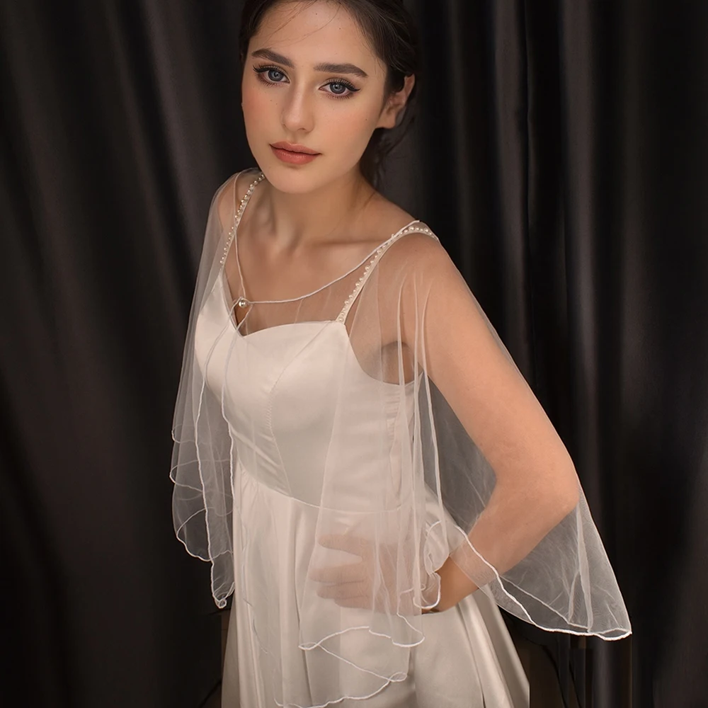 

B07 Wedding Jackets Bridal Vest Short Wedding Shawl Bachelorette Party Accessories Plain Bolero Wedding Shawl Sheer Top Veil