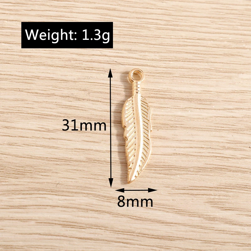 Tusember 20 Stück 8*31mm Niedliche Blatt-Anhänger Feder-Anhänger für Handgemachtes Basteln DIY Halsketten Ohrringe Mode Schmuckherstellung Zubehör – Detail 1
