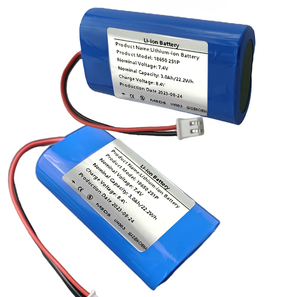 2S1P 18650 7.4V 3000mah  Rechargeable Li-ion Battery Pack For Suitable  Camera Electric Toy LED Lighting Backup Power Built-i