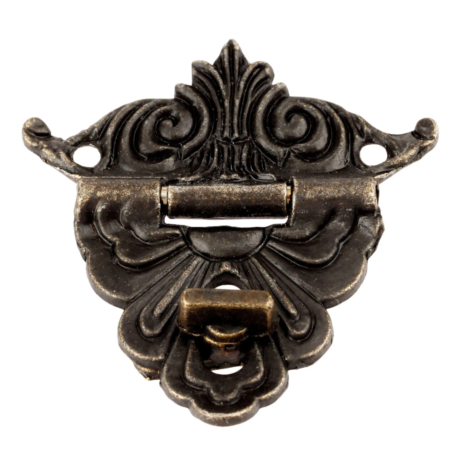 DRELD 2Pcs Antike Bronze Verriegelungen Funiture Hardware Dekorative Schmuck Box Schublade Dekorative Haspe Lock Latch Mit Schrauben 45*48mm