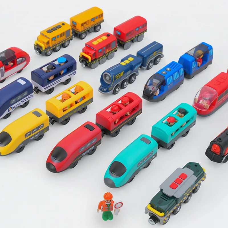 Electric Bullet Train Locomotive Battery Powered Toy Train Compatible with Wooden Railway Track Kids Gift