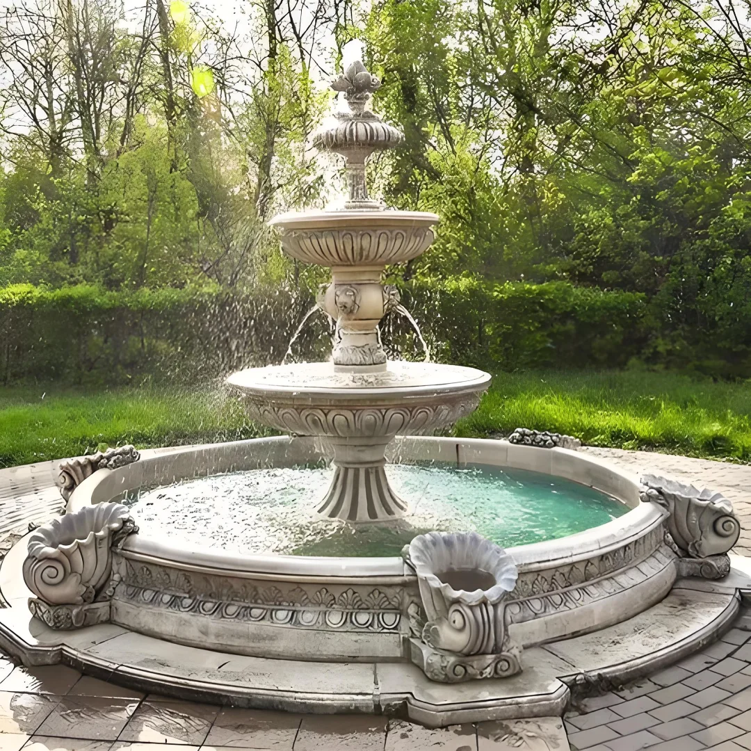 Elegant European Modern Outdoor Natural Marble Statue Fountain by Stone Products for Garden Park Hotel Courtyard Water Feature