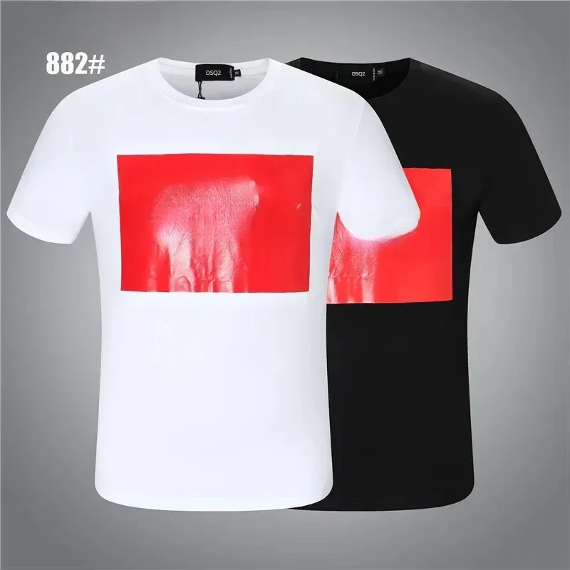 Hot 2024 Italy Brand Dsq2 Print Short-sleeved ICON T-shirt Men's Letter Mirror Print D2 Fashion Trend Summer Tide 882#