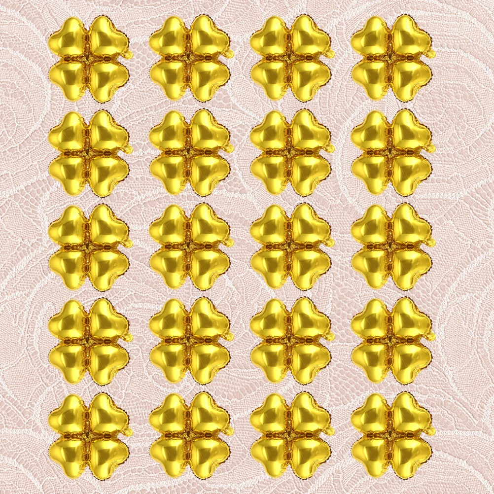 

50pcs Heart Shape Four Leaf Clover Foil Balloons Reusable Party Wedding Festival Decorations Golden Safe Aluminum