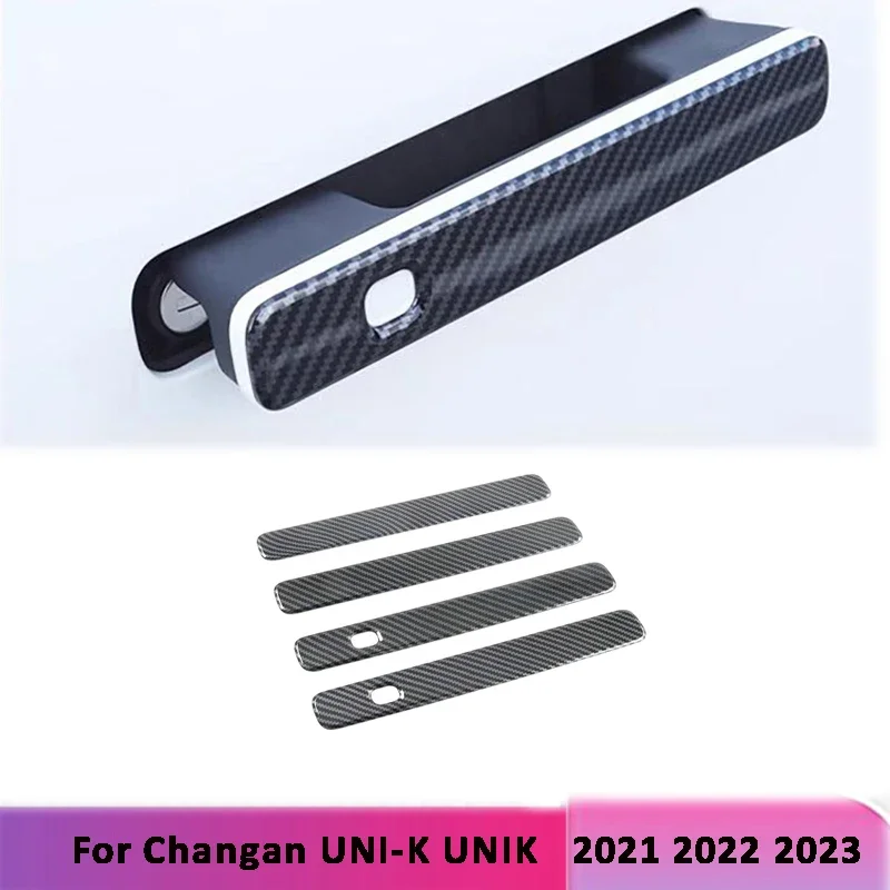 For Changan UNIK UNI-K 2021 2022 2023 ABS Carbon Fiber Side Door Handle Cover Trim Decoration Frame Covers Stickers Accessories