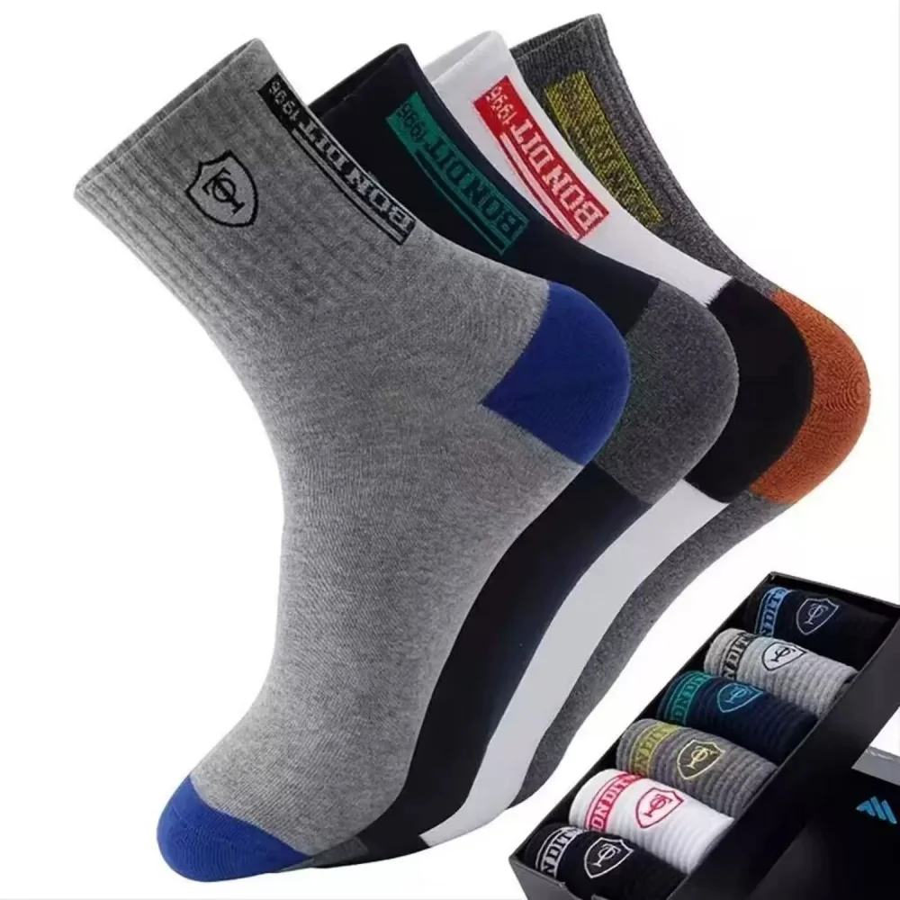 10对 Breathable Cotton Sports Stockings Men Bamboo Fiber Autumn and Winter Men Socks Sweat Absorption Deodorant Business Sox