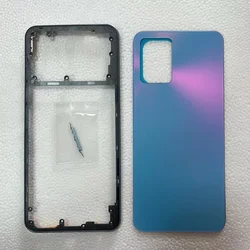 Vivo Y21 Y21a Y21e Y32 Y21s Y21t Y33s Y33t için pil kapağı orta çerçeve arka kapı konut Case kamera lens + yan düğmeleri ile