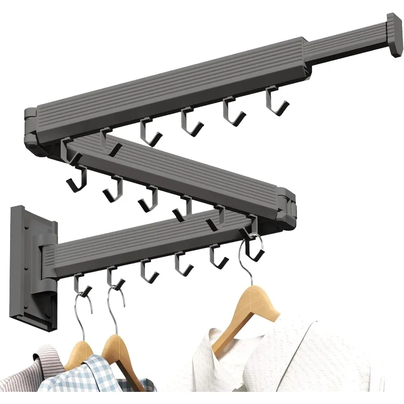 Laundry Drying Rack Wall Mounted  Hanger Rack,Laundry Clothes Hanger,Laundry Rack Wall Mount,Retractable,Collapsible,Grey Color