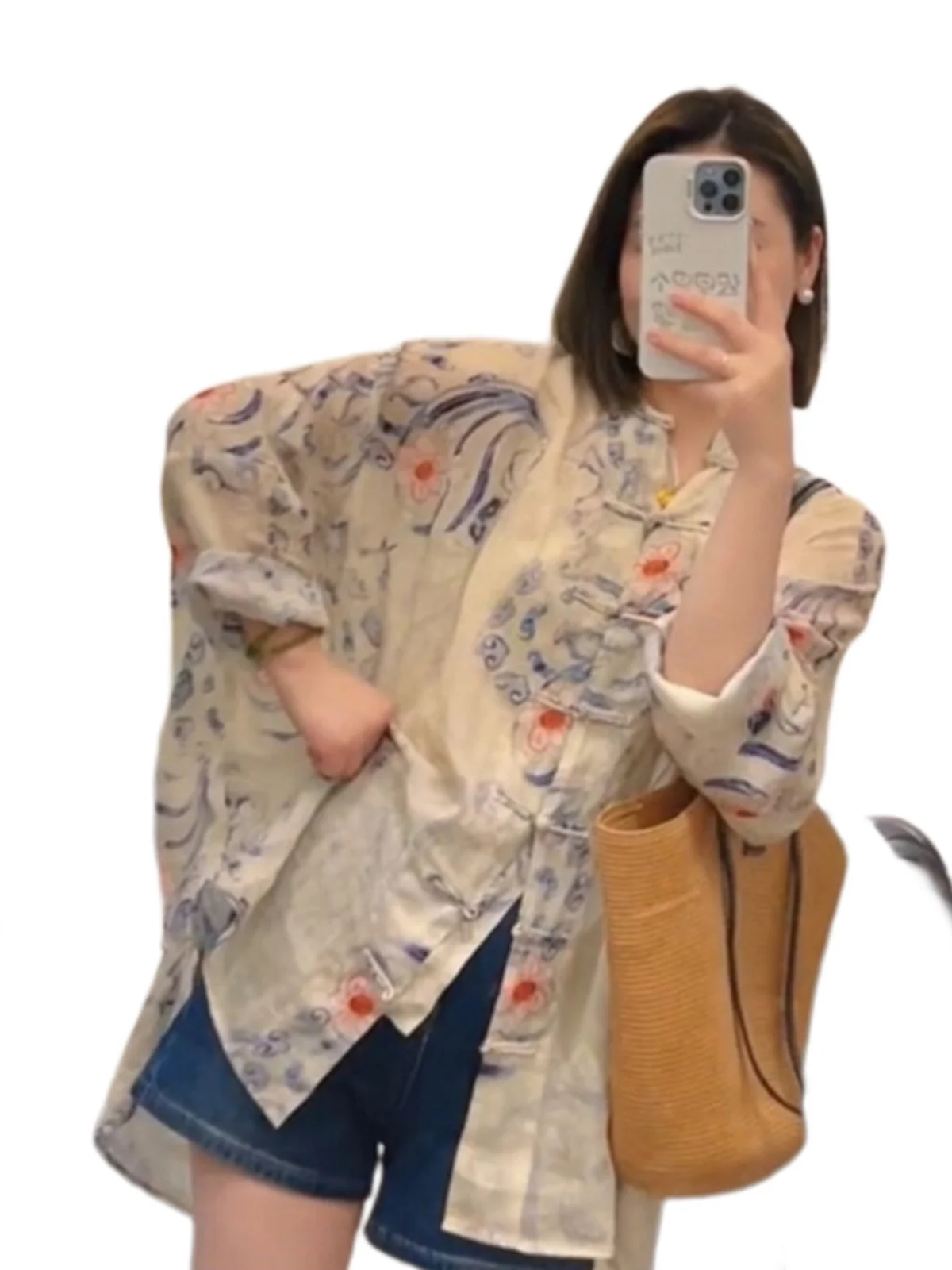 Nouveau chinois Sle réformé Tang costume coton lin irt femmes été mi-long rétro bouton mince lin ouvert Cardigan haut