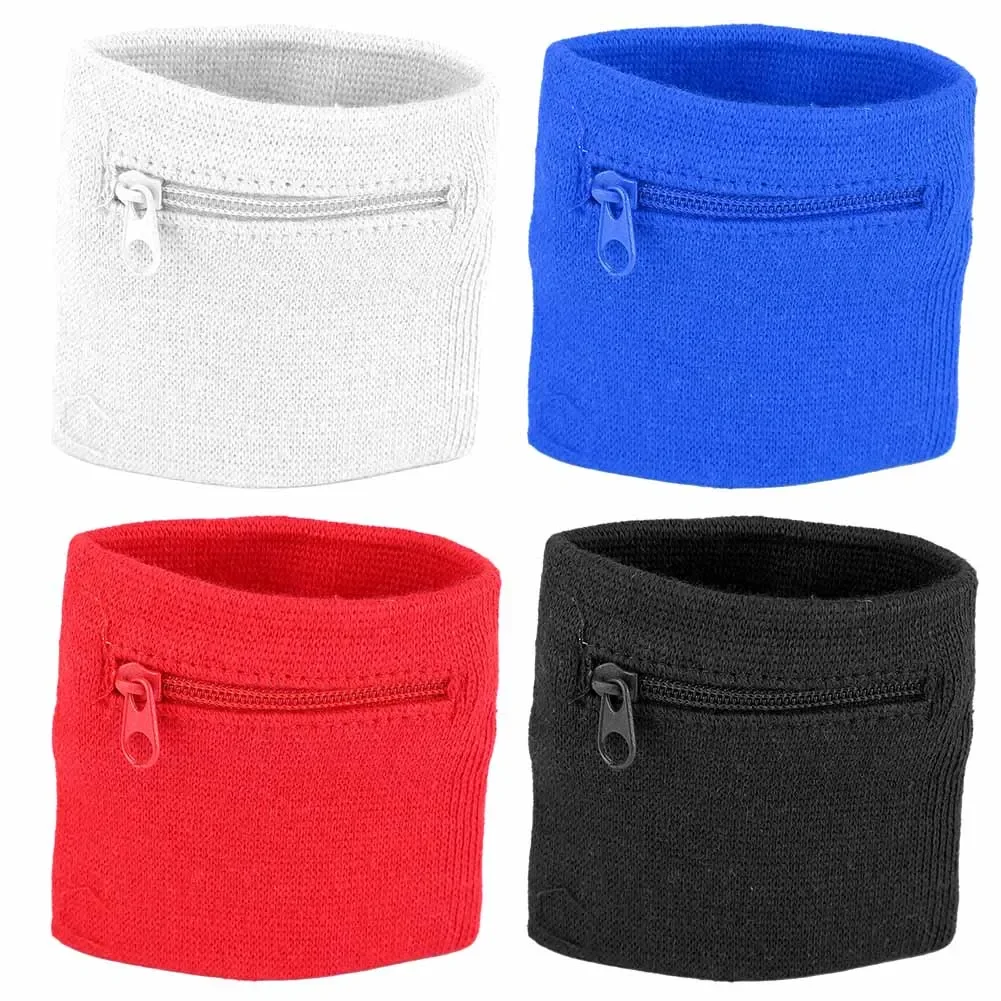 Sports Wristband Purse Bag with Zipper Wrist Absorbent Sleeve Towel Band Outdoor Running Travel Bike Key Pocket