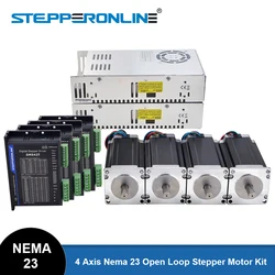 STEPPERONLINE Nema 23 4 Axis CNC Router Kit 3N.m Open Loop Stepper Motor Kit + DM542T Stepper Driver + 250W power supply