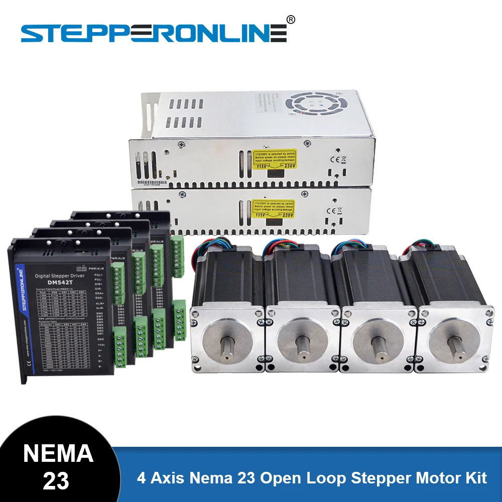 kit de motor stepper com driver stepper nema 23 roteador cnc de eixos 3nm loop aberto fonte de alimentacao 250w dm542t 01