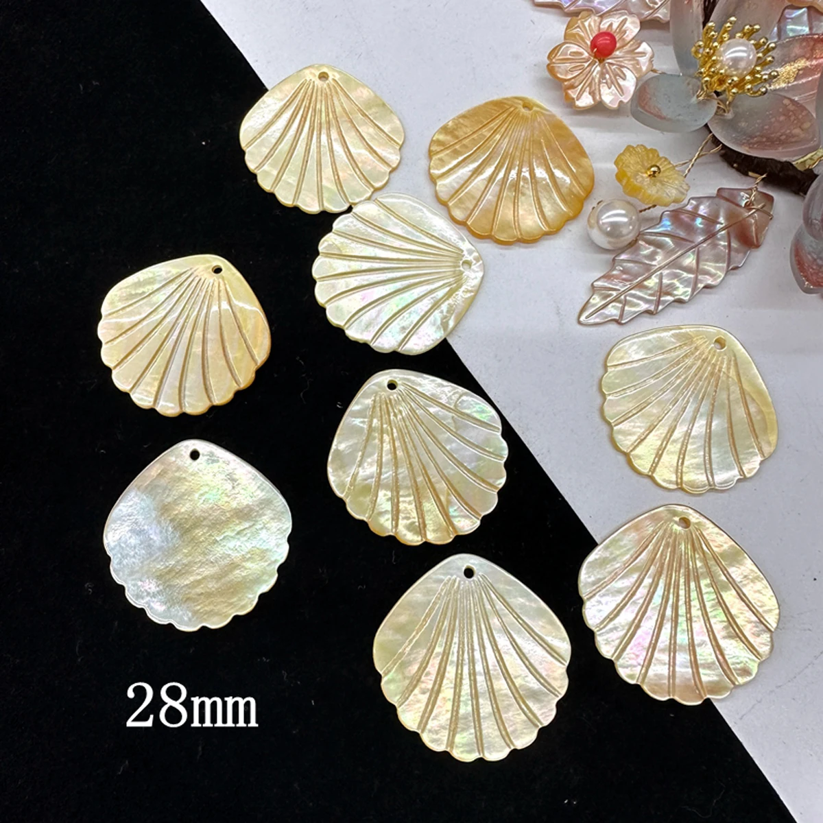 

5Pcs Shell Beads With Hole Natural The Mother Of Pearl Loose Pendant For Jewelry Making DIY Necklace Earring Accessory